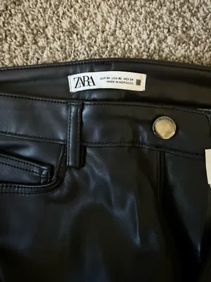 ZARA Black Leather Pants thumbnail 2