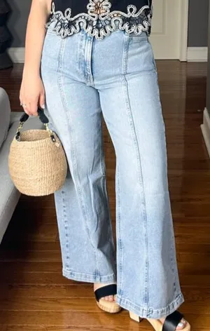 Gap Stride High Rise Light Wash Denim Wide Leg Jeans Light Indigo Blue 27 / 4 P thumbnail 1
