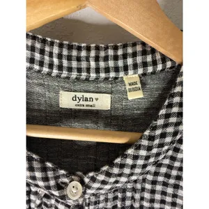Dylan cotton short sleeve black white gingham check mini dress pockets‎ XS thumbnail 3
