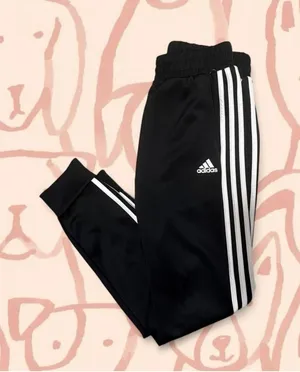 Adidas black track pants with white stripes sportswear thumbnail 1