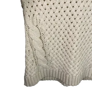 Mango MNG Suit Open Cable Knit Aran‎ Beige fisherman Sweater Size S thumbnail 2