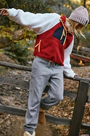 Free People Movement Hit The Slopes Colorblock‎ Fleece Pullover Red Sport Combo thumbnail 1