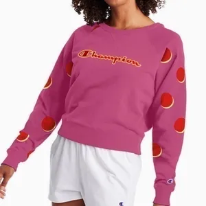 NWT Champion Campus french terry crew neck sweatshirt peony pink XL thumbnail 1