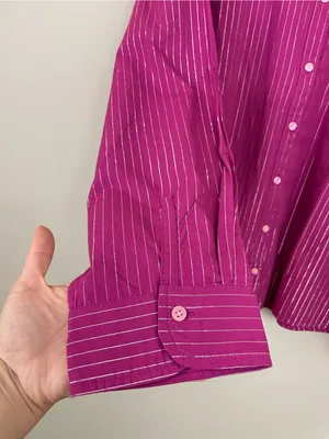 Anthropologie The Shrunken Bennet Lurex Stripe Buttondown Shirt by Maeve Size XL thumbnail 6