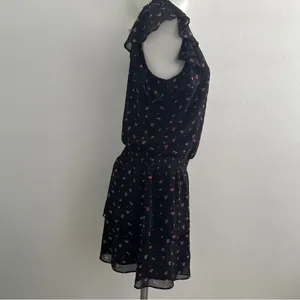 NEW ANTHROPOLOGIE Floral mini Dress MEDIUM Smocked-Neck Flutter-Sleeve Bohemian thumbnail 6