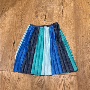 Anthropologie Maeve Sunburst Pleated Midi Skirt in Blue, Teal &‎ Silver thumbnail 4