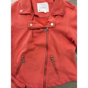 Anthropologie Coral Moto Jacket Knit Zip Up Asymmetrical Womens XS thumbnail 6