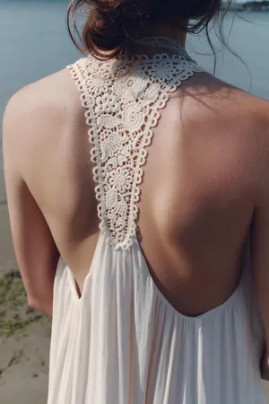 Zara Flowy Halter Maxi Dress in Soft Cream thumbnail 12