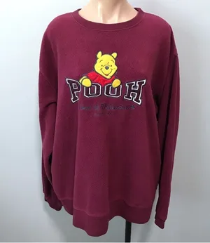 Disney Store Pooh Bear of Distinction 90s y2k Purple Fleece Sweatshirt XL thumbnail 1