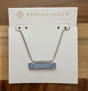 Kendra Scott Leanor Silver Tone Rhodium Plated Periwinkle Necklace NWT thumbnail 1