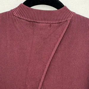 Bar III Ribbed Knit Dress Womens Large Burgundy Open Back Bodycon Midi Maxi Fall thumbnail 4