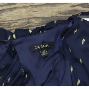 City Studios Juniors Foil-Print Jersey Fit Mini Dress Navy Blue / Gold M thumbnail 4