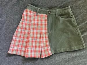 Green and red plaid mini skirt thumbnail 1
