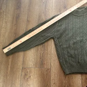 VTG 80s Olive Green Fisherman Knit Sweater USA Union‎ Made Womens M Chunky Knit thumbnail 7