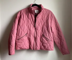 Lucky Brand Cotton Quilted Zip Front Jacket (Sz L) Pink thumbnail 2