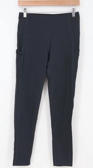 Unbranded Leggings Womens M Black High Waisted Side Pockets Activewear Excellent thumbnail 1