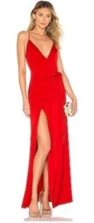 NWT MISA Los Angeles Veronica Wrap Dress Red Wedding Holiday Dinner Gala Size S thumbnail 1