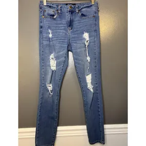 Aero High Rise Jegging Jeans Womens 8 Medium Wash Distressed Stretch Denim thumbnail 2