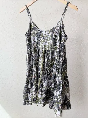 Free People Western Royalty Beaded Strappy 100% Cotton Paisley Short Sundress thumbnail 4