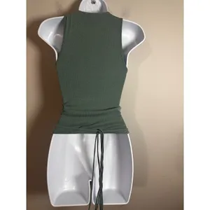 White Fox Without A Trace Top Sage Green‎ Metallic Strappy Halter Y2K Size M thumbnail 5