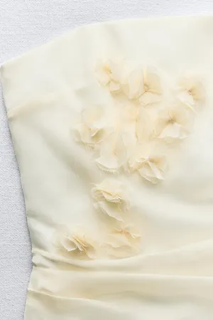 ZARA NWT White ORGANZA FLORAL DRESS. Size Small thumbnail 6