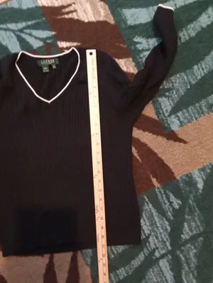 Lauren Ralph Lauren Vintage V Neck Ribbed Knit Preppy Old Money Womens M thumbnail 10
