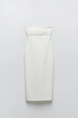 midi bodycon dress sleeveless white wedding cocktail graduation party thumbnail 8