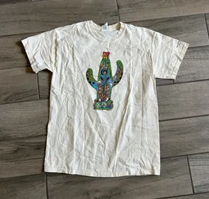 Gildan cream Short Sleeve Tee with Colorful Cactus Artwork thumbnail 1