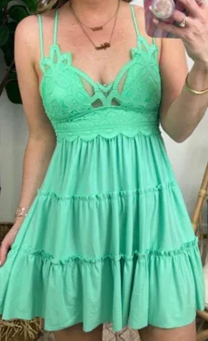 Boutique Mint Crochet Dress thumbnail 1