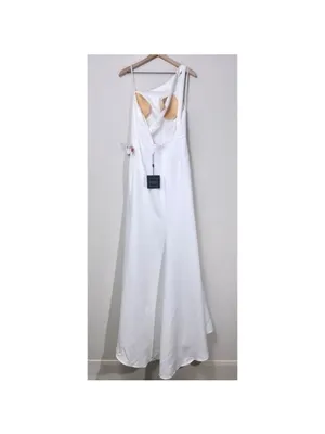 NWT Ieena Mac Duggal One Shoulder Double Strap Gown 8 White Bridal Formal 26266 thumbnail 8