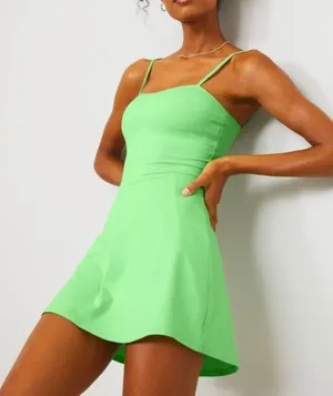 Alo Courtside Tennis Dress Ultramint Neon Green Padded A-Line Skater Skort L thumbnail 1