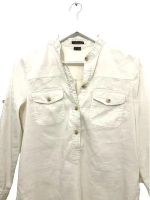 Theory "Corian" Luxury Linen-Blend Popover Utility Shirt M thumbnail 5