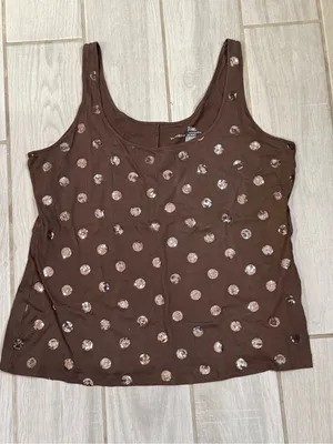 Victoria's Secret Brown Tank with Silver Polka Dots thumbnail 2