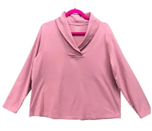 LL Bean Shawl Collar‎ Blouse Pink 1X thumbnail 1