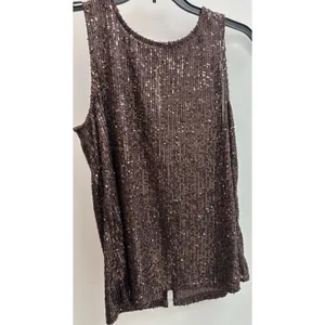 Halogen Sequin Brown Bronze Sleeveless Tank Women Small Shiny Party Cocktail thumbnail 2
