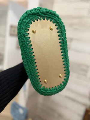 Handmade Emerald green crochet bag thumbnail 4