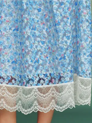 Rihoas Blue Floral Lace A-Line Skirt thumbnail 5