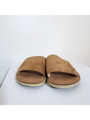 Soda Light Brown Faux Suede Slides Size 8.5 Flaw thumbnail 2