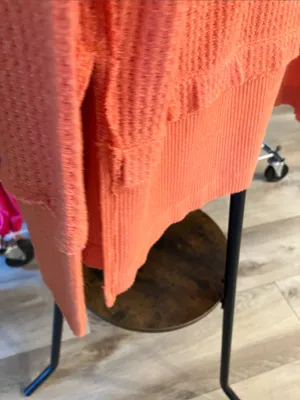 We The Free Off-the-Shoulder Oversized coral waffle knit Sweater thumbnail 7