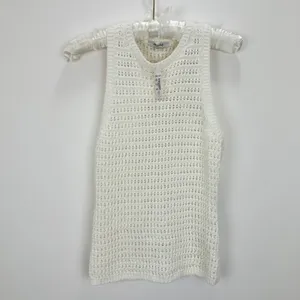 Madewell Crochet Knit Crewneck Sweater Tank Cotton Vest Bright Ivory XS NWT thumbnail 7