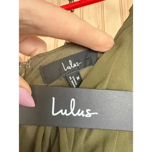 NWT Lulus Marveled Beauty Olive Green Sleeveless Tie-Front Maxi Dress Gala M thumbnail 11