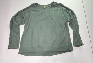 Democracy Sage Green Textured Waffle Knit Top Small thumbnail 1