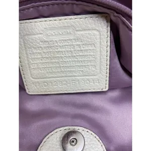 COACH Medium/ Large Leather Tan White Shoulder Bag thumbnail 14