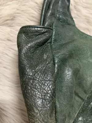 Dark green leather hobo shoulder bag purse thumbnail 9