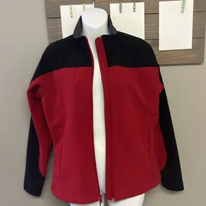 Land’s End Women’s Black Red Gray Zip-up Jacket w/ Mock Neck Pockets-Small (6-8) thumbnail 6