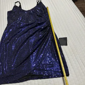 Lulus Women’s Shiny Purplish Blue Party Dress Sz XL Gathered Side thumbnail 7