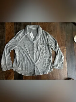 amika Heathered Gray Long-Sleeve Pajama Top & Drawstring Shorts xl thumbnail 4