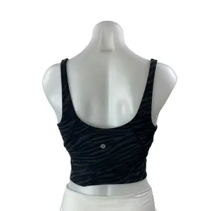 Lululemon Women's Black Zebra Sleeveless Tank Workout Athletic Crop Top Size 6 thumbnail 3