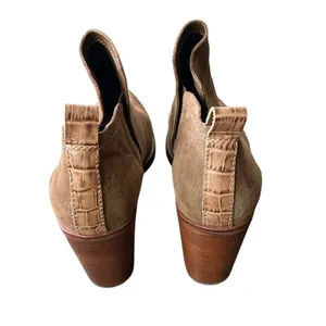 DOLCE VITA Suede Bootie Womens Sz 11 Tan Stacked Heel Pointed Toe thumbnail 5