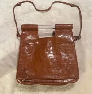 Beis Crossbody Tan Brown Cognac Faux Croc Crossbody Purse Bag With Trolly Sleeve thumbnail 1